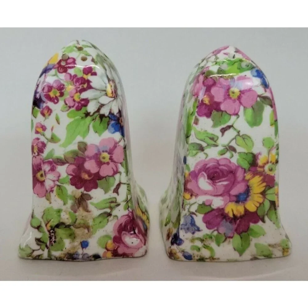 Vintage‎ Floral Chintz Salt & Pepper Shakers England